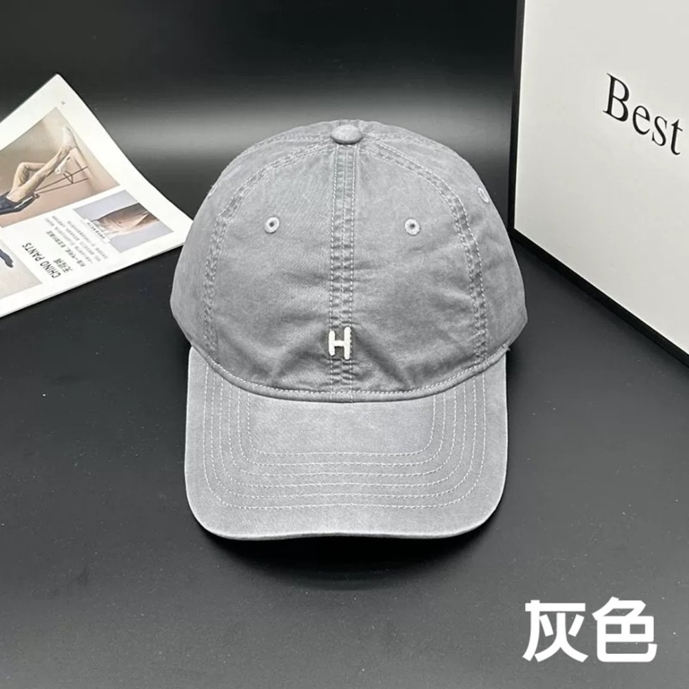 簡約字母刺繡棒球帽 中性款 鴨舌帽 老帽 遮陽帽 H字母刺繡棒球帽 帽子-規格圖11