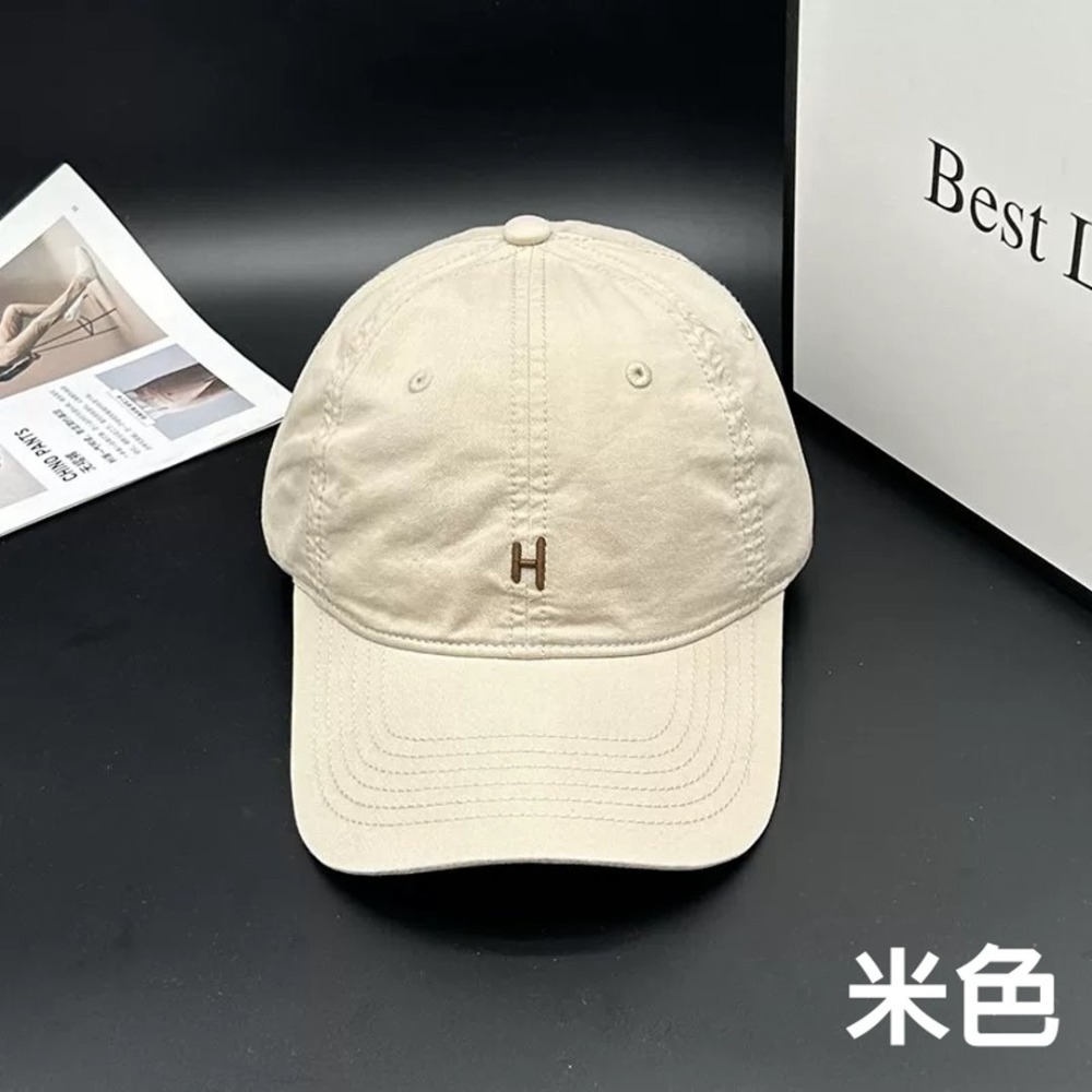 簡約字母刺繡棒球帽 中性款 鴨舌帽 老帽 遮陽帽 H字母刺繡棒球帽 帽子-規格圖11