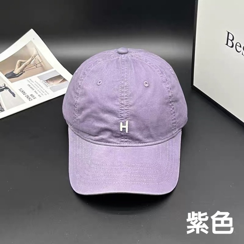 簡約字母刺繡棒球帽 中性款 鴨舌帽 老帽 遮陽帽 H字母刺繡棒球帽 帽子-規格圖11