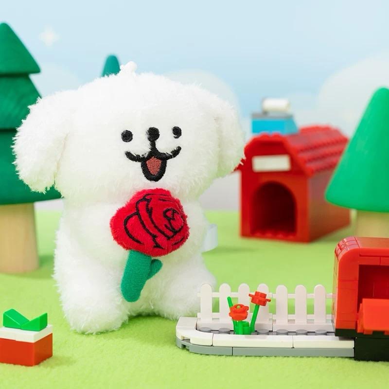 正版 現貨✔️線條小狗 可愛絨毛掛飾✨畢業學士服、生日、櫻花斗篷、玫瑰花🉑快速出貨-細節圖3