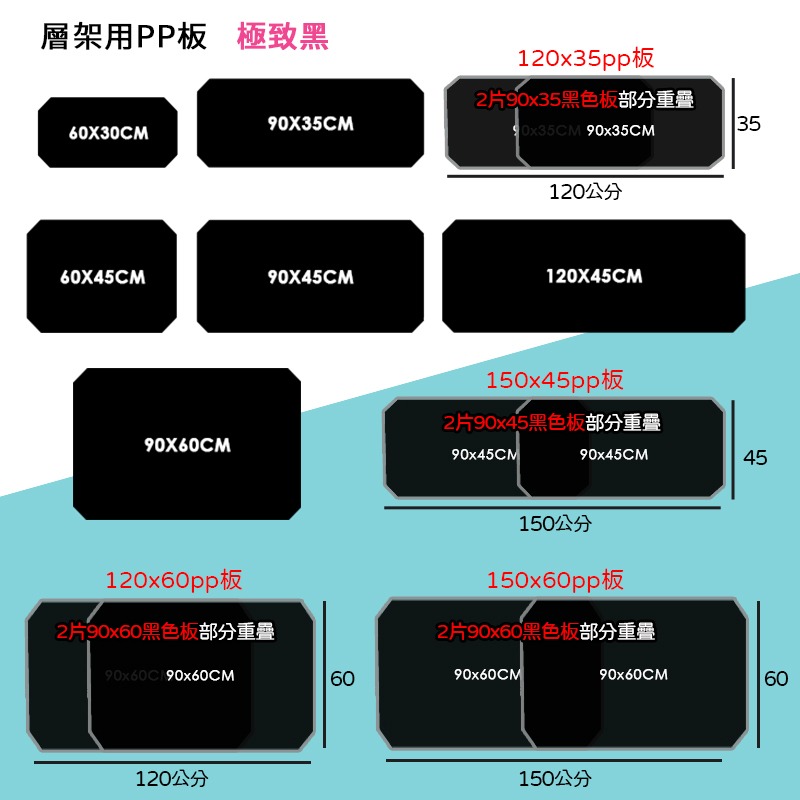 鐵架配件 PP板 全尺寸賣場 塑膠墊板 多種規格 黑白兩款 置物架 收納架 鐵力士架 最低購買三片-細節圖6