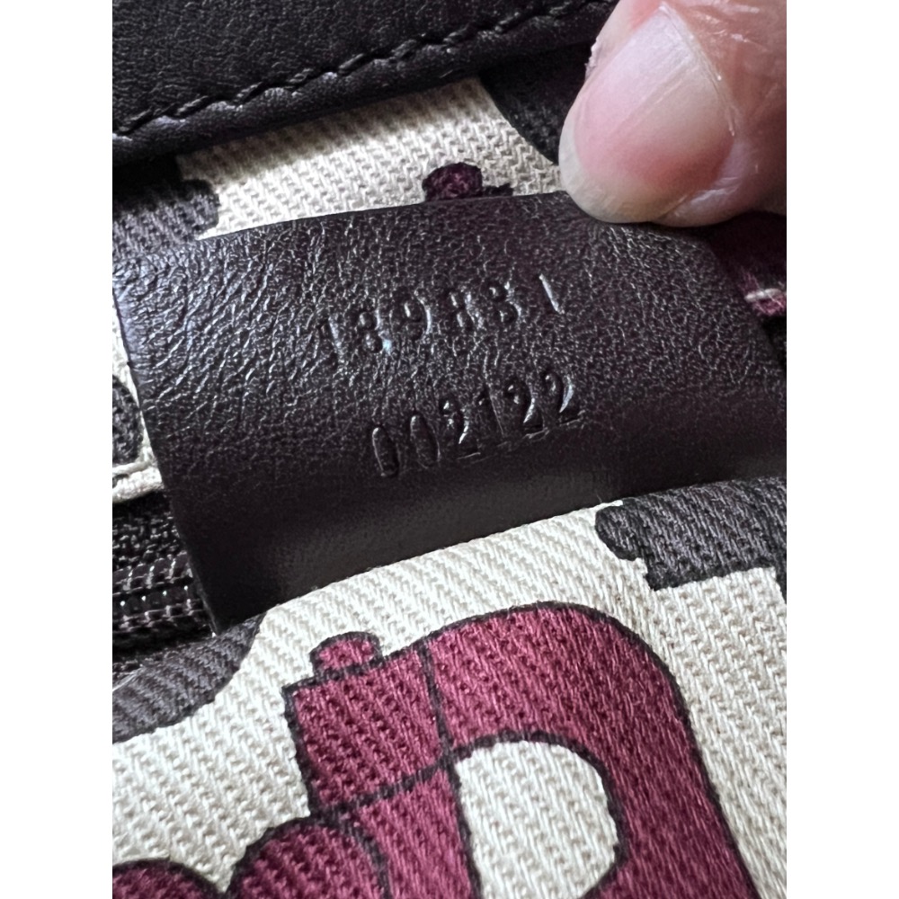 二手Gucci巧克力色真皮手提／肩背包-細節圖4