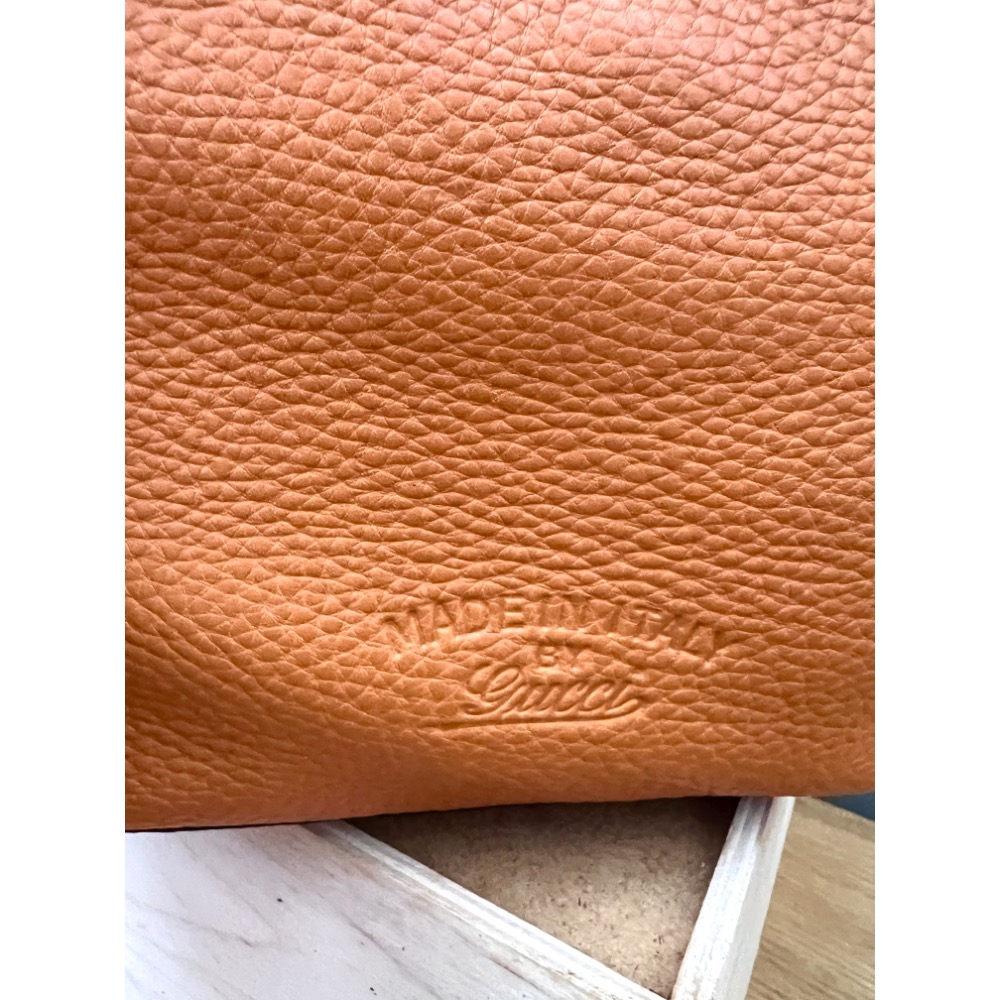 全新真皮Gucci橘色桶包-細節圖3