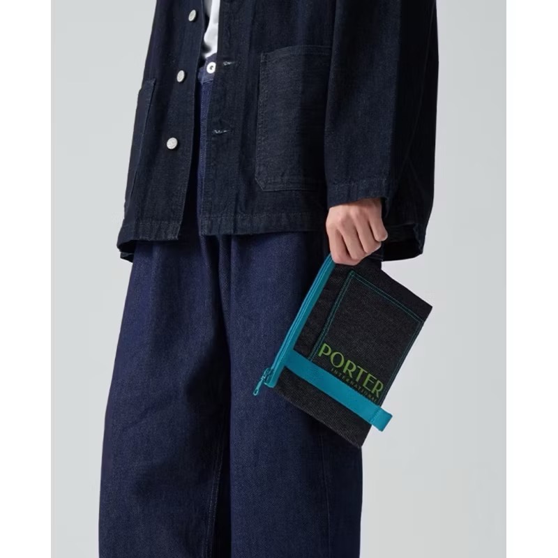 🎀全新 PORTER INTERNATIONAL DENI 單寧牛仔布 拉鏈袋 手拿包 包中包 收納包 波特包🎀-細節圖7