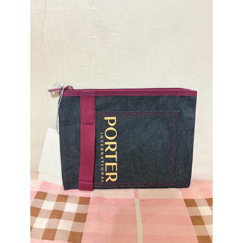 🎀全新 PORTER INTERNATIONAL DENI 單寧牛仔布 拉鏈袋 手拿包 包中包 收納包 波特包🎀-細節圖8