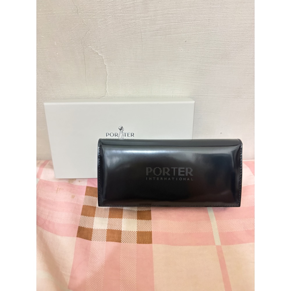 🎀全新 PORTER INTERNATIONAL FORE真皮漆皮長夾 錢包 卡夾 皮夾 波特包11859-00501-細節圖5
