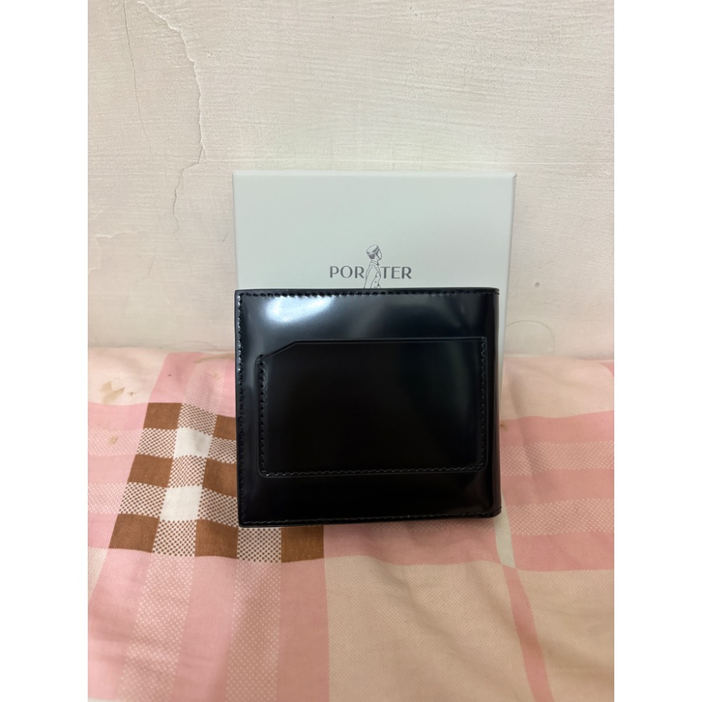 🎀全新 PORTER INTERNATIONAL FORE真皮漆皮雙折短夾 錢包 卡夾 皮夾 波特包🎀-細節圖2