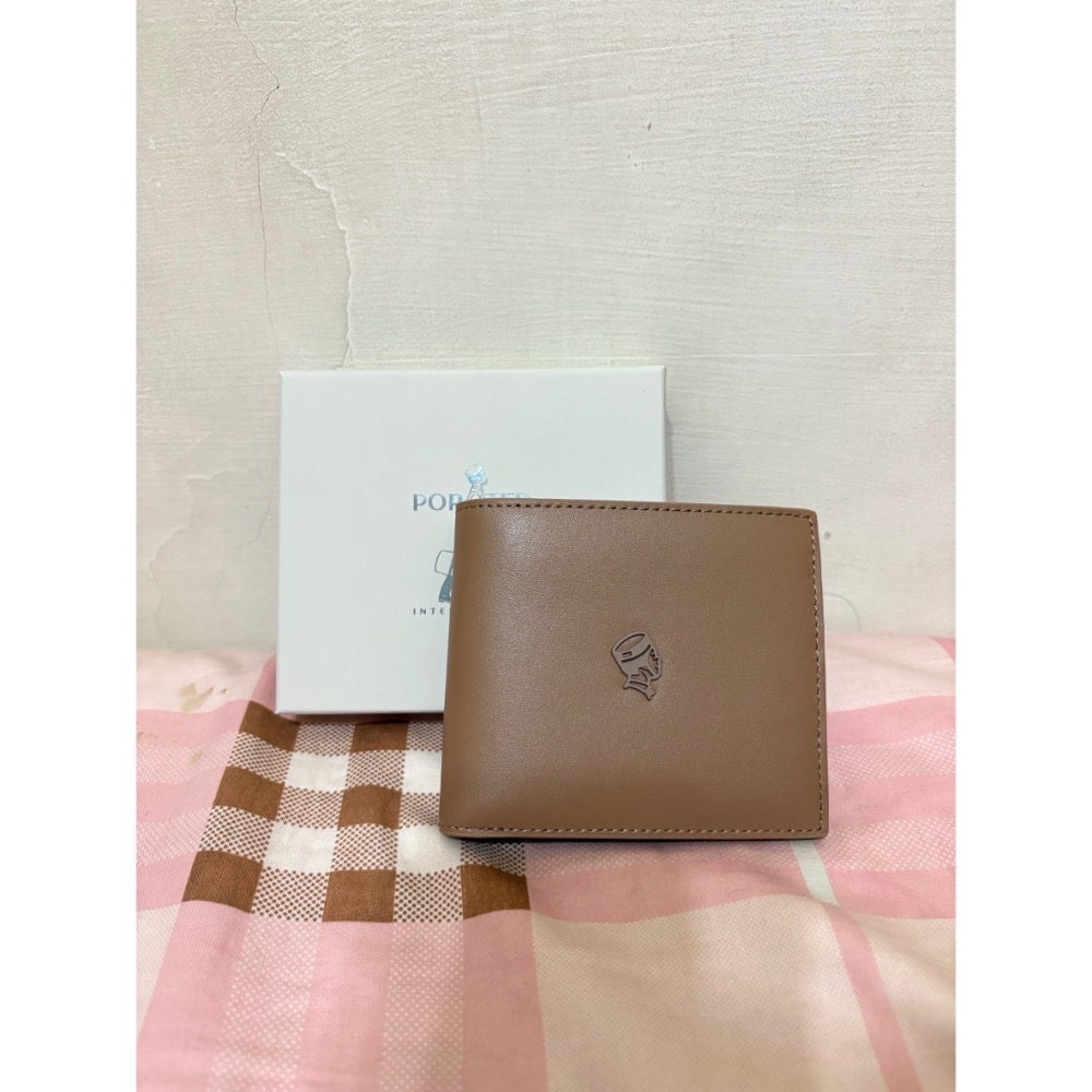 🎀全新 PORTER INTERNATIONAL 內斂前衛CENTRIC真皮雙折短夾 綠 棕 卡夾 皮夾 錢包 波特包-細節圖8