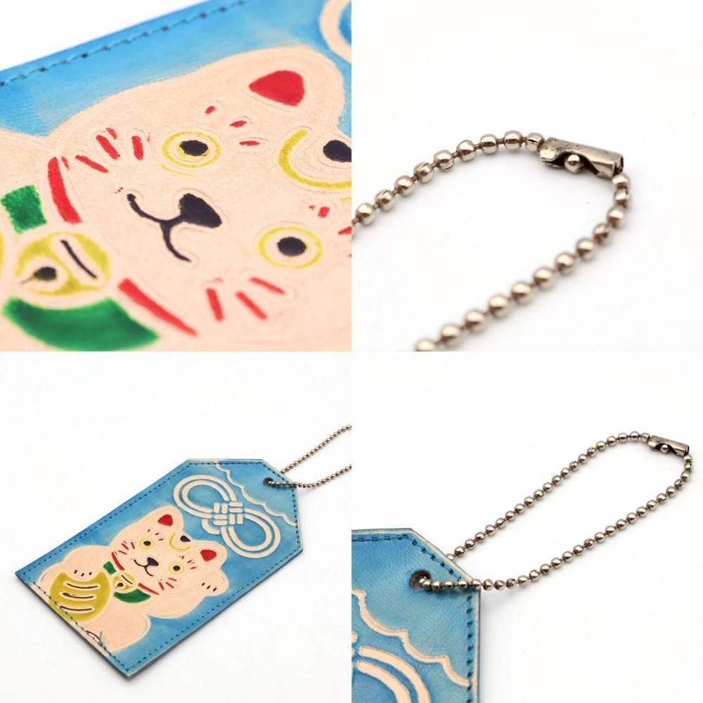 現貨-日本手工彩繪御守皮革卡套 悠遊卡夾 證件夾 幸運符 吉祥物 祈福 開運 招財 掛飾 富士山 達摩 柴犬-細節圖10