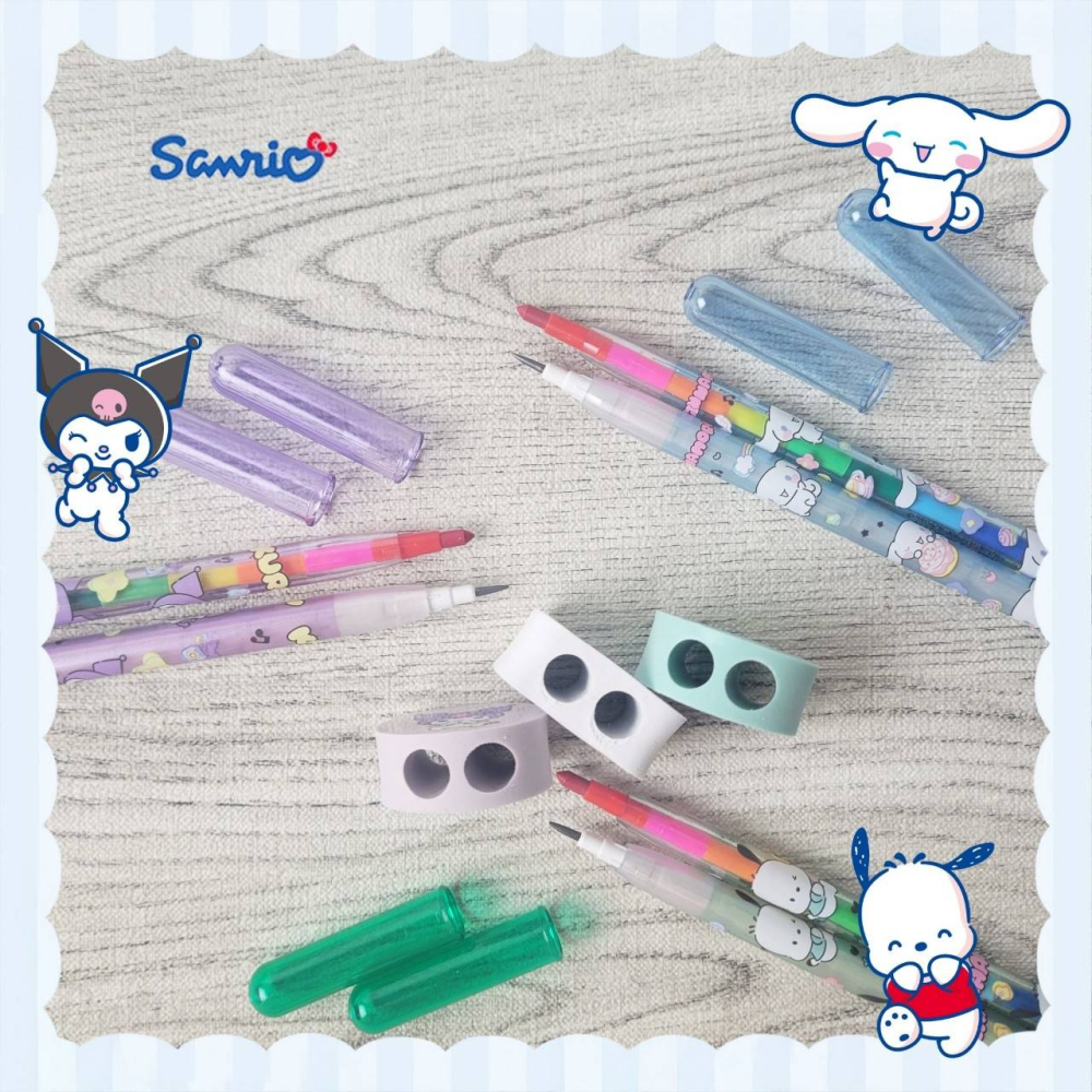 現貨~ 雙孔橡擦筆組-三麗鷗 SANRIO 正版授權 鉛筆 彩虹筆 橡皮擦-細節圖2