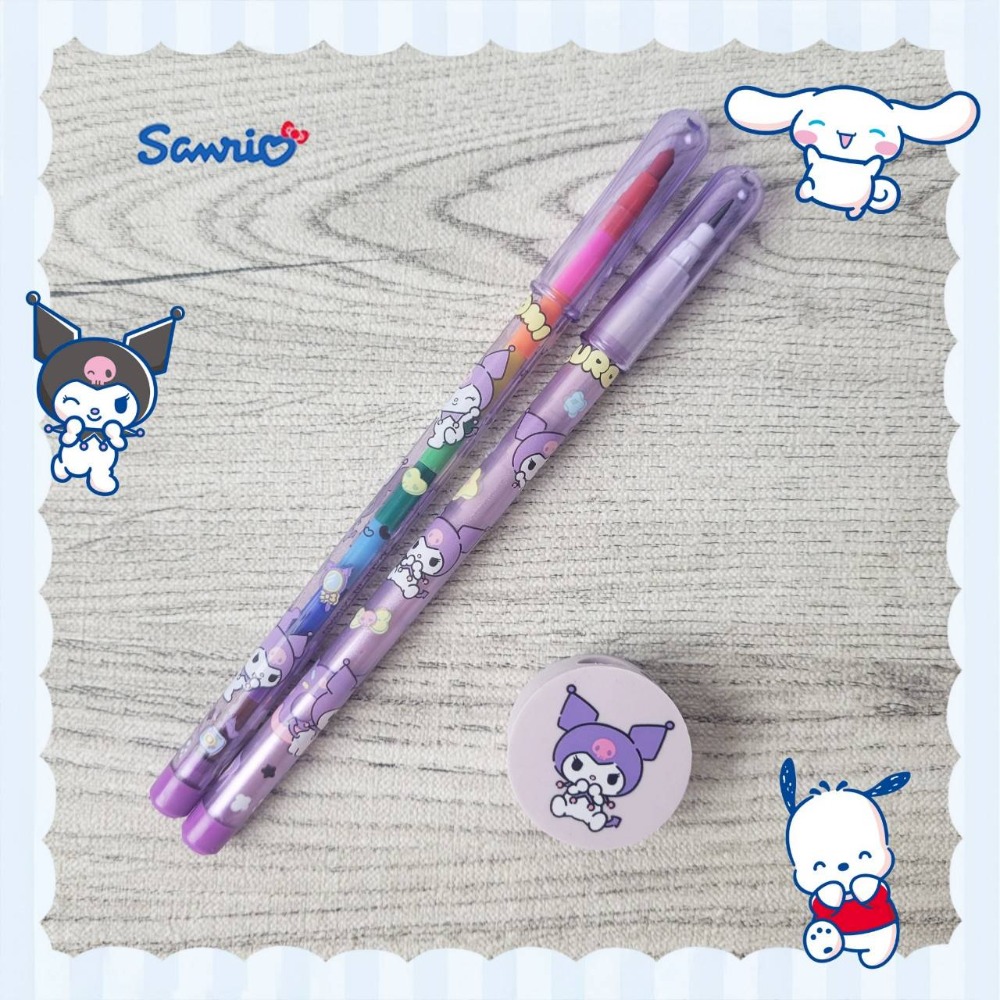 現貨~ 雙孔橡擦筆組-三麗鷗 SANRIO 正版授權 鉛筆 彩虹筆 橡皮擦-規格圖2