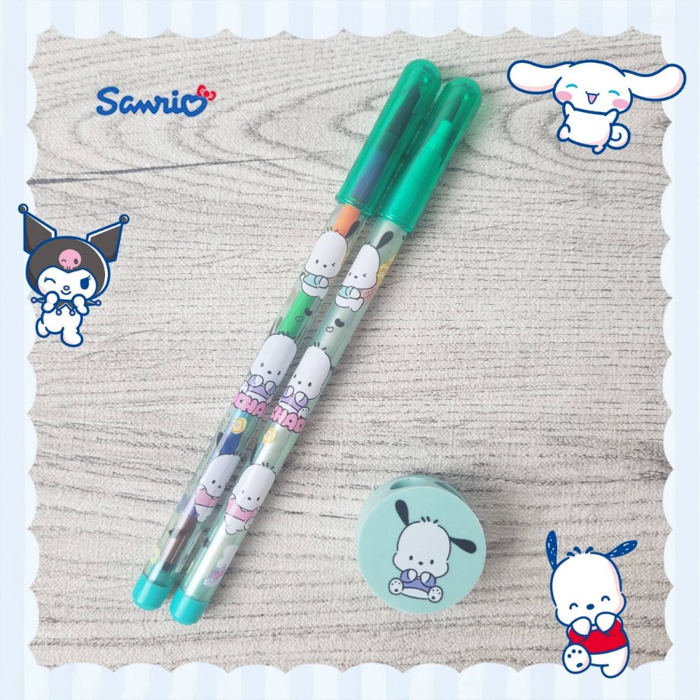 現貨~ 雙孔橡擦筆組-三麗鷗 SANRIO 正版授權 鉛筆 彩虹筆 橡皮擦-規格圖2
