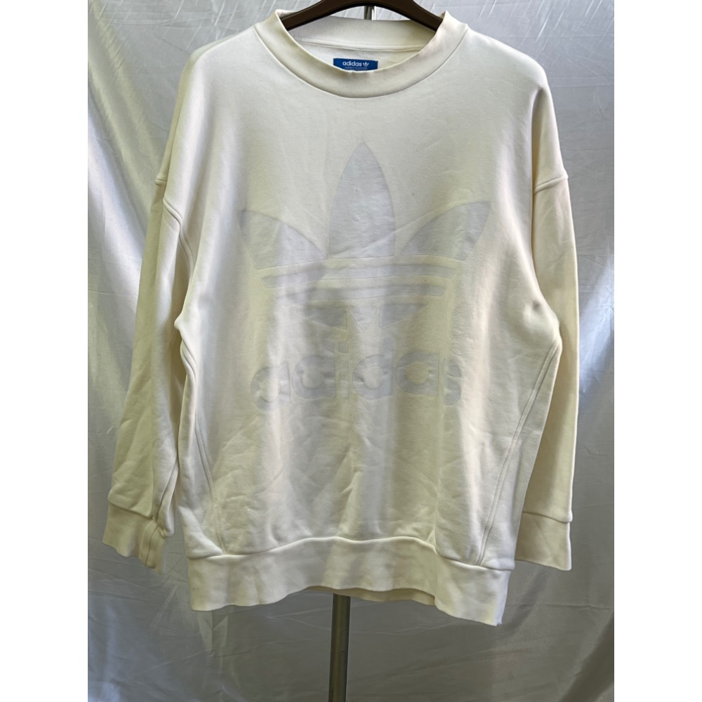 Adidas 美版X S米白若肩寬鬆大學T-細節圖2