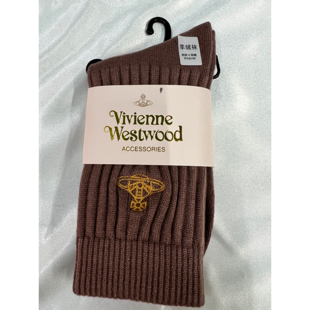 Vivienne Westwood 土星刺繡羊絨保暖中統襪-細節圖3