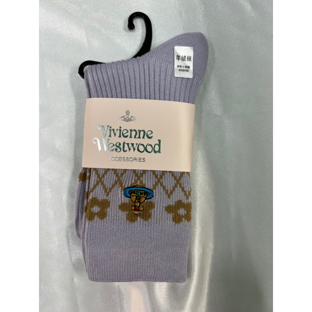 Vivienne Westwood 土星刺繡羊絨保暖中統襪-細節圖6