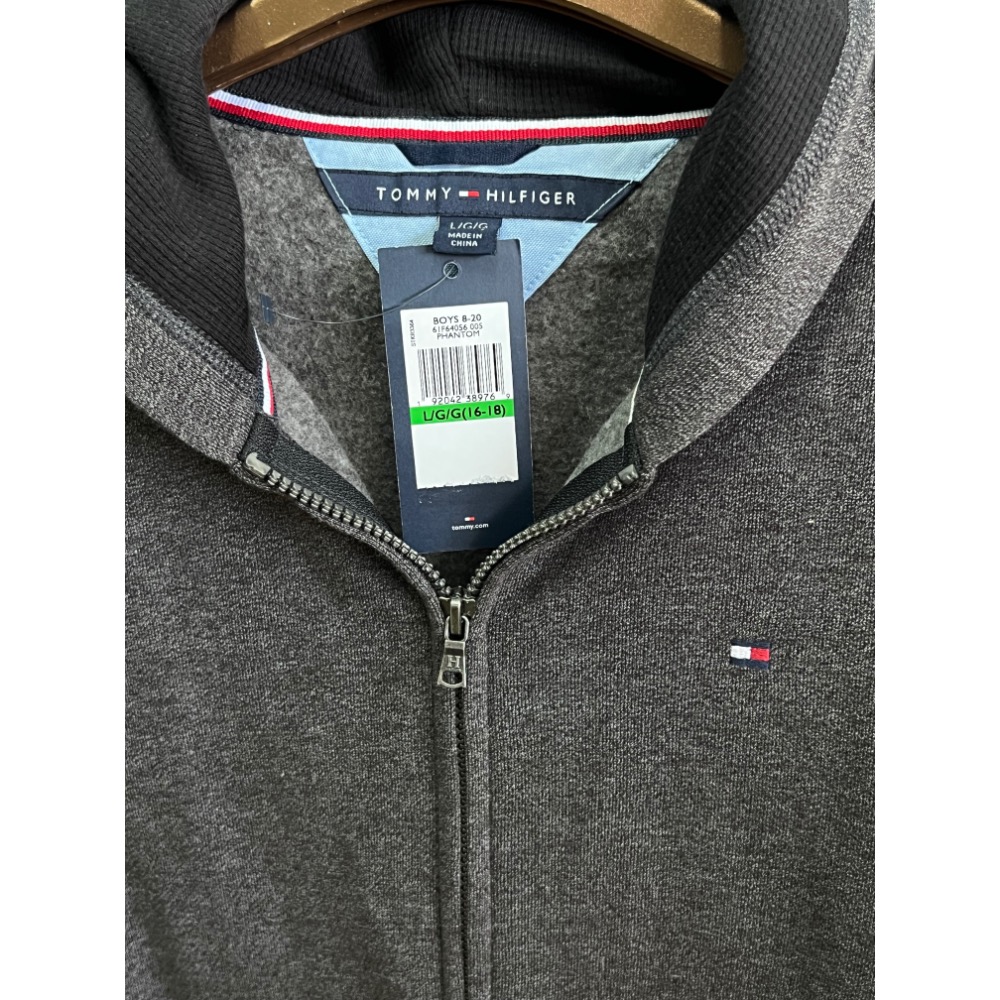 Tommy 全新青年版L短刷毛連帽外套-細節圖3
