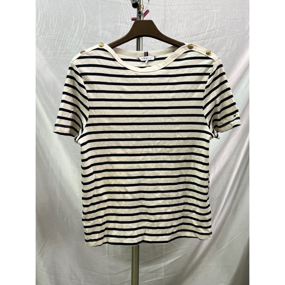 Tommy女M條紋短T