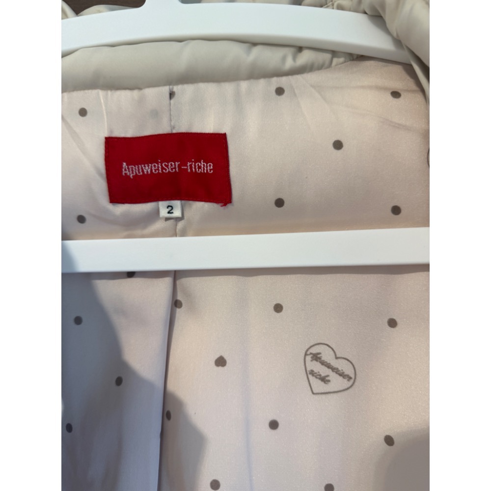 日牌 專櫃 貴牌 貴婦牌 Apuweiser-riche 大翻領大寬領 腰身 羽絨 外套 蝴蝶結-細節圖5