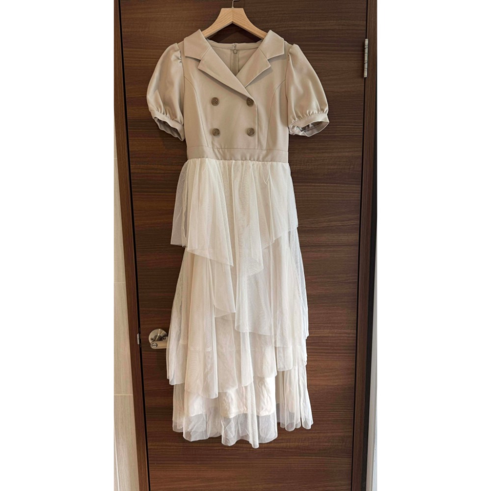 日牌 專櫃 甜美牌An mille 洋裝 短袖洋裝 蛋糕裙 長洋裝 雙層紗 紗裙-細節圖3