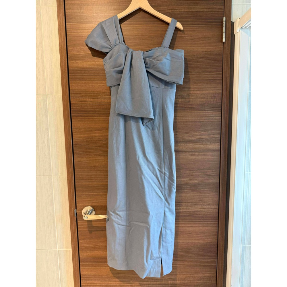 日牌 剪標 and couture 貴牌 蝴蝶結 不對稱 設計 長洋裝 背心洋裝 洋裝 秋冬 後綁帶-細節圖6