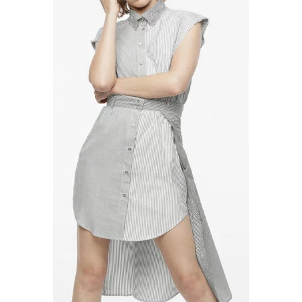 專櫃 貴牌 義大利品牌 DIESEL 拼接 無袖 襯衫裙-細節圖2