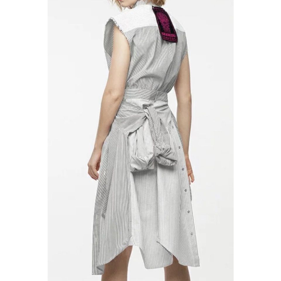 專櫃 貴牌 義大利品牌 DIESEL 拼接 無袖 襯衫裙-細節圖3