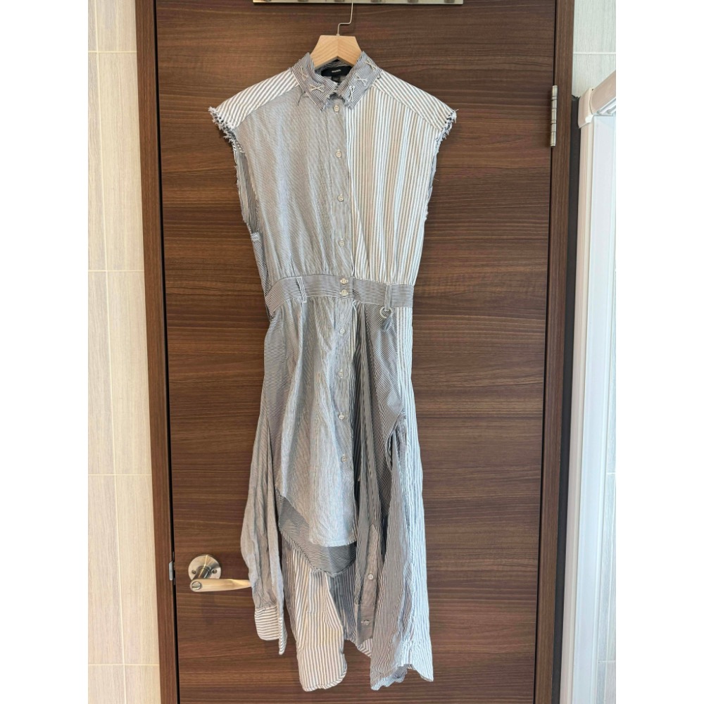 專櫃 貴牌 義大利品牌 DIESEL 拼接 無袖 襯衫裙-細節圖4