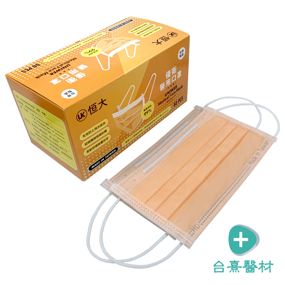 【台熹醫材】恒大優衛醫用口罩(50入/盒) 成人平面 醫療級口罩 台灣製造 恒大口罩 恆大口罩-規格圖6
