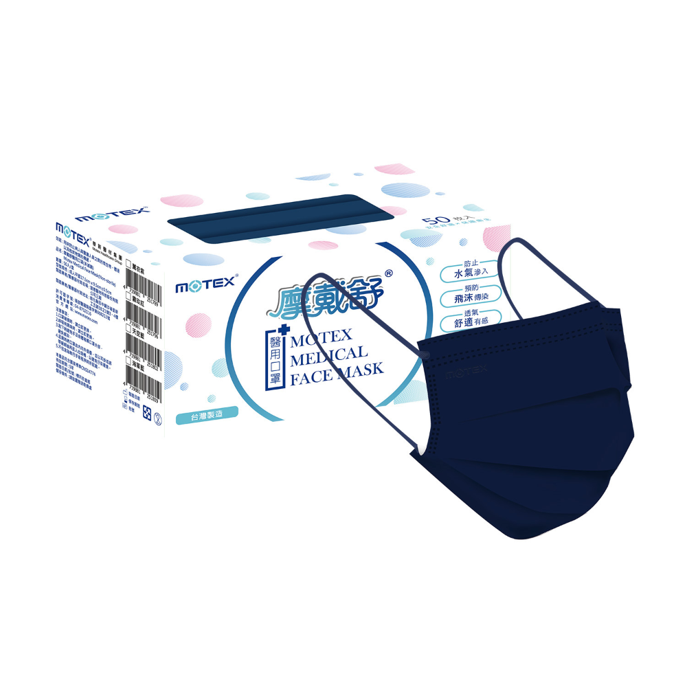 【台熹醫材】MOTEX 摩戴舒醫用口罩 成人平面 (50片/盒) 台灣製造-規格圖2