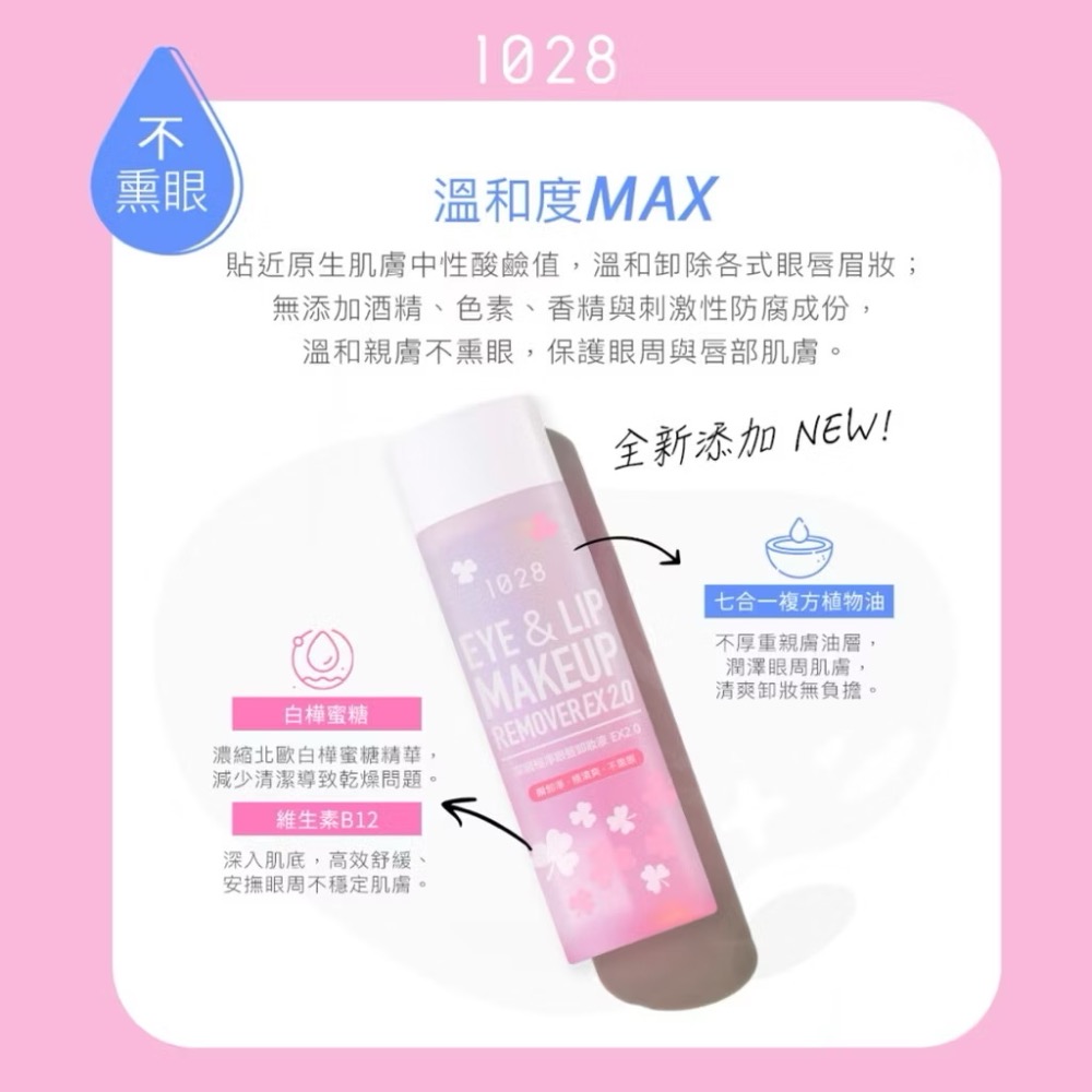 （190ml大容量）公司正品💯1028 深層清潔眼唇卸妝液EX(霸容量限量版)190ml 卸妝-細節圖3