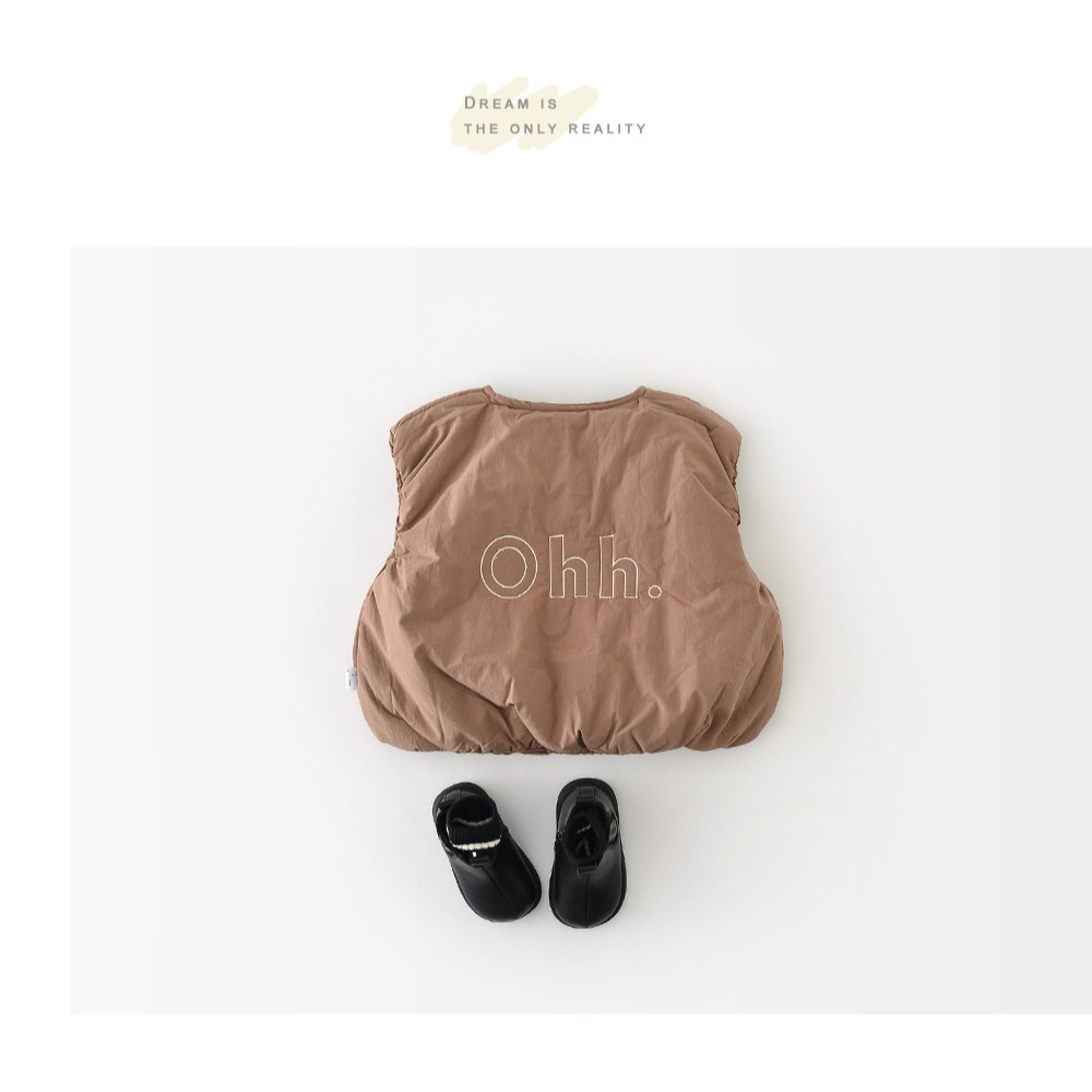 N108【預】秋冬帥氣字母加厚背心 米/咖 (size:73~100cm)-規格圖5