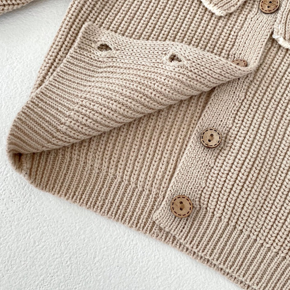 N110【預】女童荷葉領針織外套 (size:66~100cm)-細節圖6