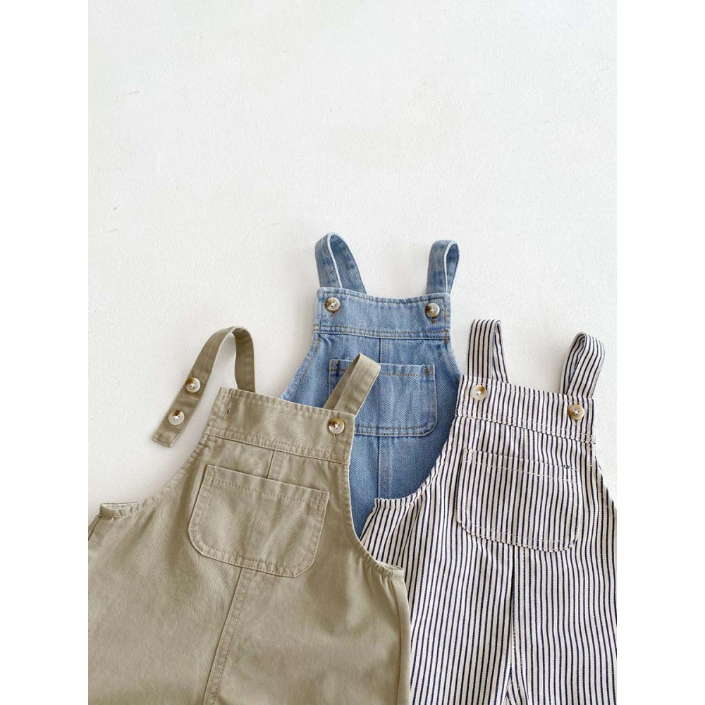 N100【預】韓系寬鬆牛仔吊帶褲 3色 (SIZE:80~130cm)-細節圖3