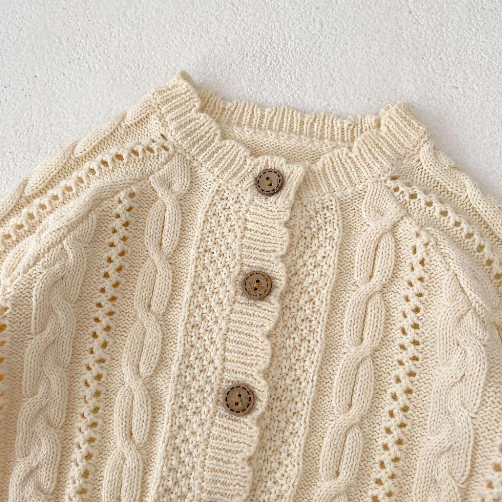 N118【預】麻花編織針織外套小罩衫 (SIZE:66~100cm)-細節圖2