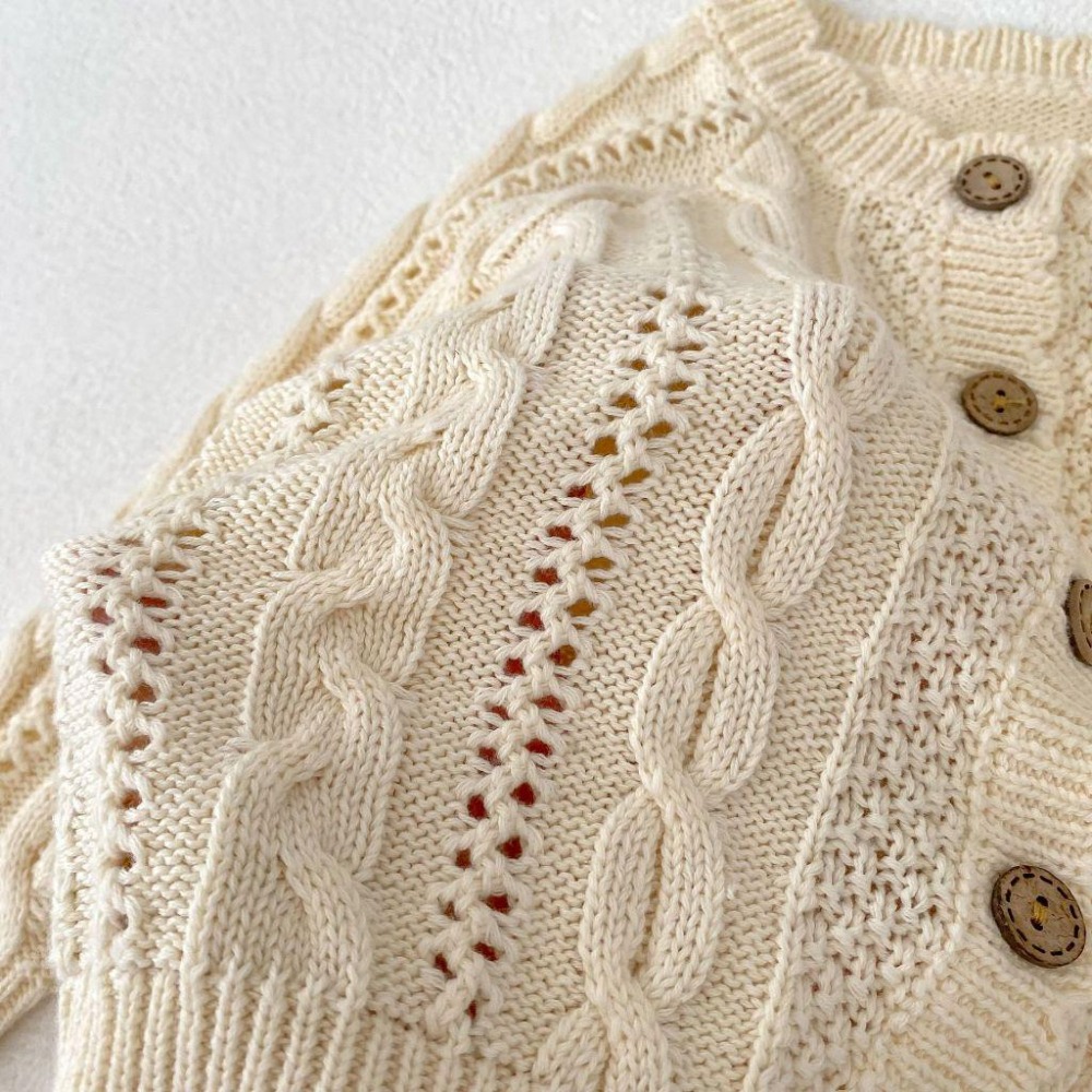 N118【預】麻花編織針織外套小罩衫 (SIZE:66~100cm)-細節圖3