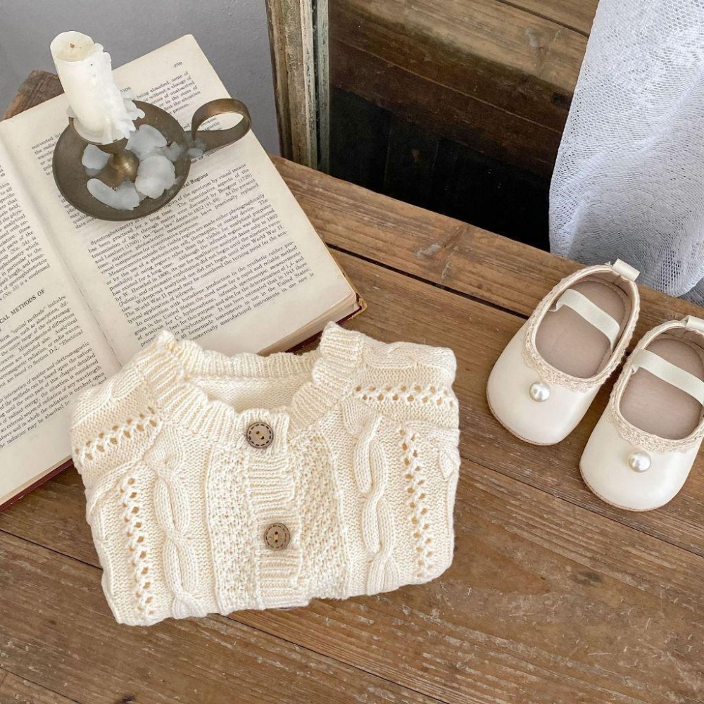 N118【預】麻花編織針織外套小罩衫 (SIZE:66~100cm)-細節圖5