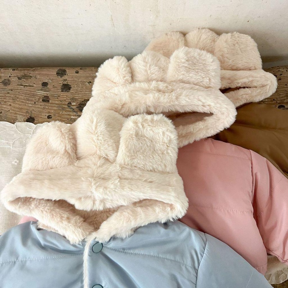 N101【預】糖果色舒服毛毛連帽外套 藍/粉/棕 (SIZE:73~120cm)-細節圖5
