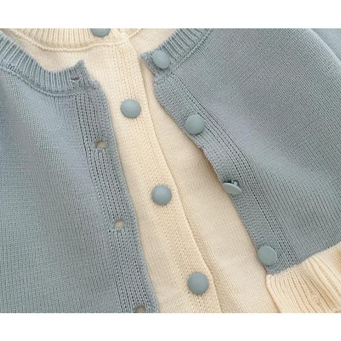 N061【預購】韓系假兩件蕾絲針織衫 黃/藍 (73~110)（2colors）-細節圖4