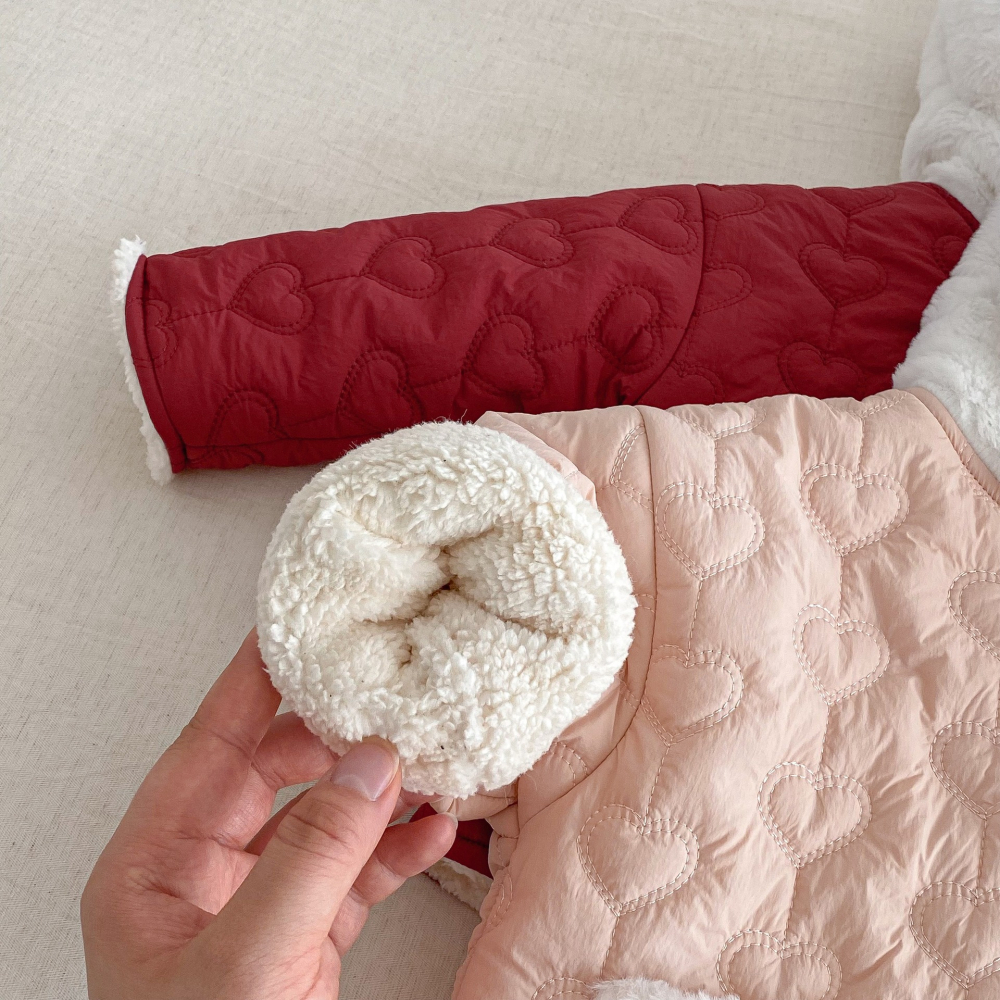 N025【預購】女童韓版兔耳朵加厚鋪棉造型連帽外套2色 紅/粉 (73~120)-細節圖6