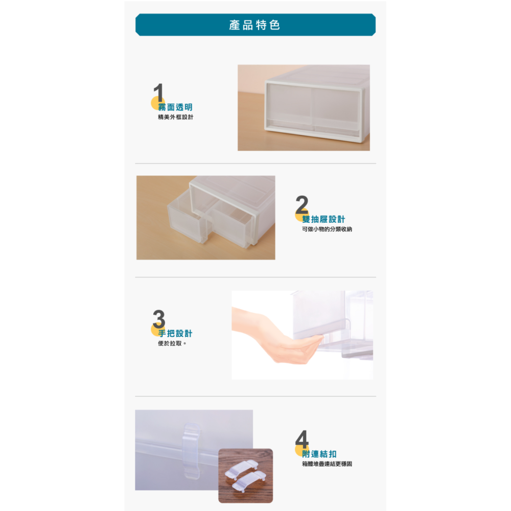 KEYWAY 聯府 抽屜隔板整理箱 單抽 雙抽 CK31 CK32 桌面收納 抽屜 整理箱 | 小豆苗鋪子-細節圖4