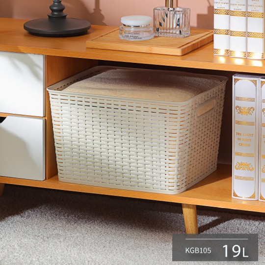 小豆苗鋪子 KEYWAY 聯府 藤藝收納籃 19L KGB105 置物籃 包包置物籃 餐廳愛用款-規格圖5