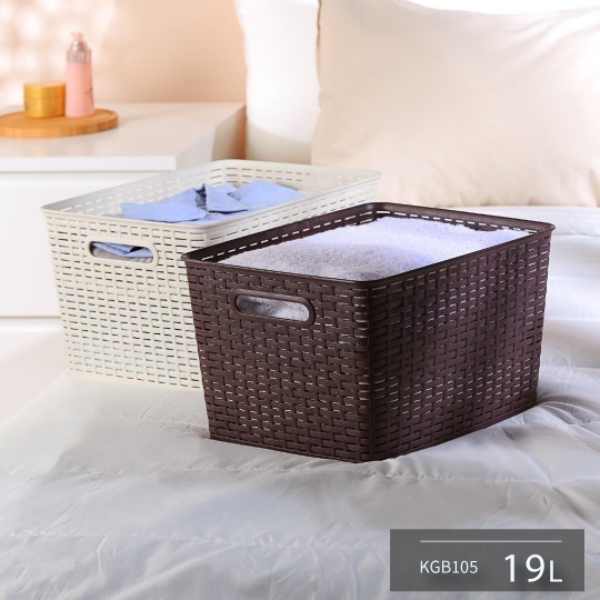 KEYWAY 聯府 藤藝收納籃 19L KGB105 置物籃 包包置物籃 餐廳愛用款 仿藤編 衣物籃 | 小豆苗鋪子-規格圖5
