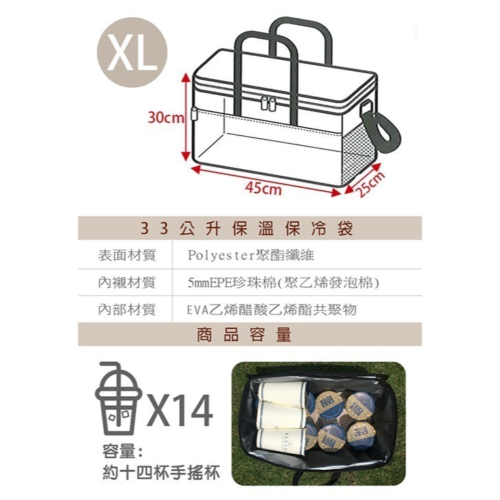 UdiLife 黑潮摺疊保溫保冷袋 飲料袋 外出採買 野餐 保溫袋 8L/12L/18L/33L | 小豆苗鋪子-細節圖9