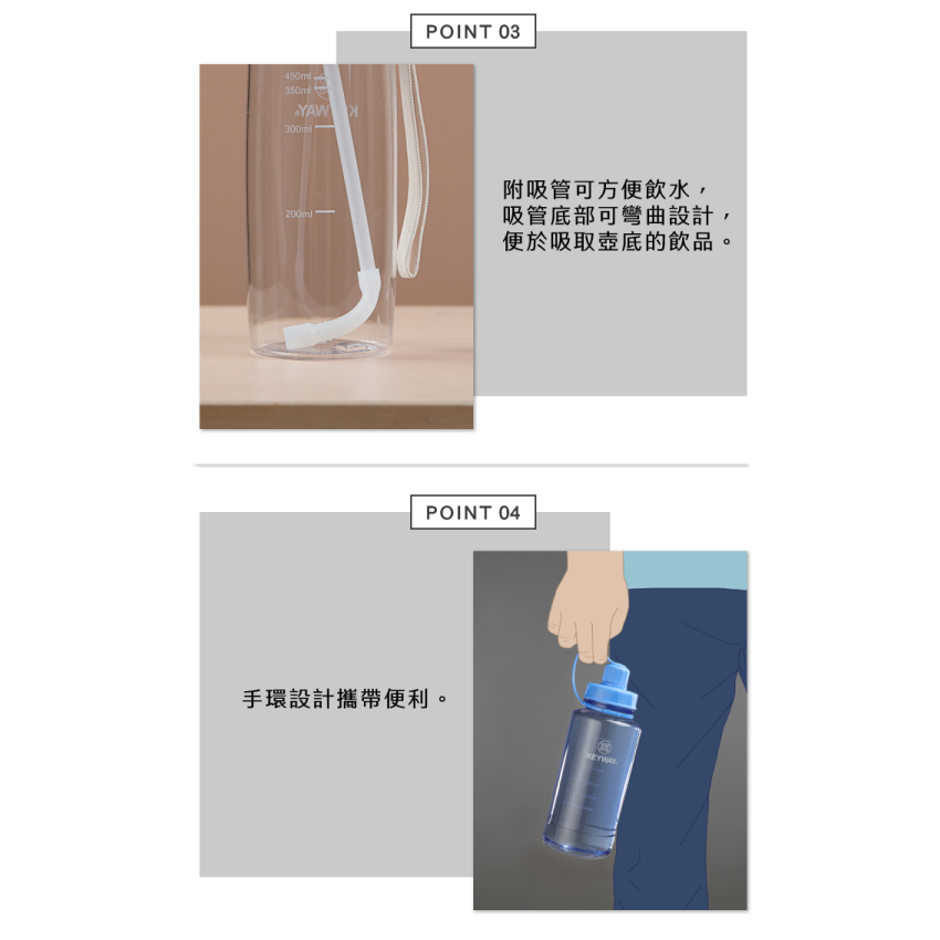 KEYWAY 聯府 加水站吸管水壺 ER1000/1500/2000/2500 水壺 隨身水壺 附吸管 | 小豆苗鋪子-細節圖3