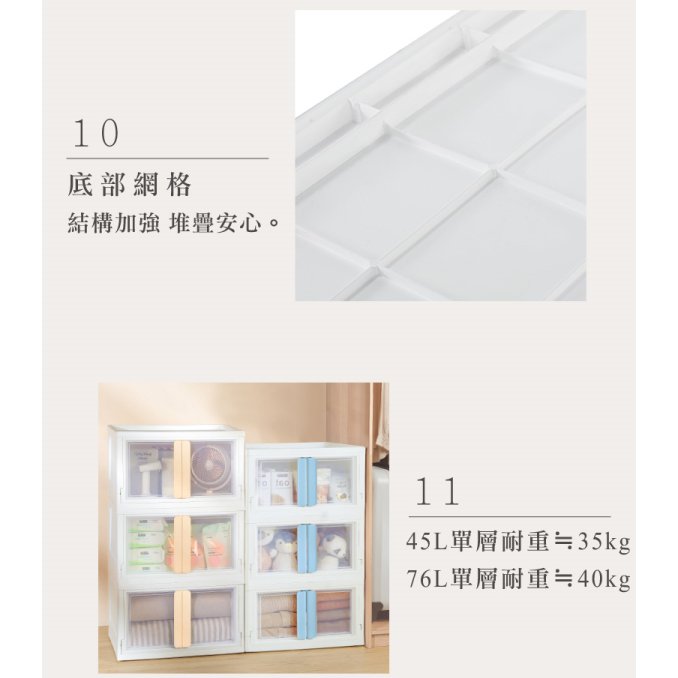 KEYWAY 聯府 雪山磁吸式雙開收納櫃 PU45/PU76 45L 76L 台灣製 換季收納 |  小豆苗鋪子-細節圖9