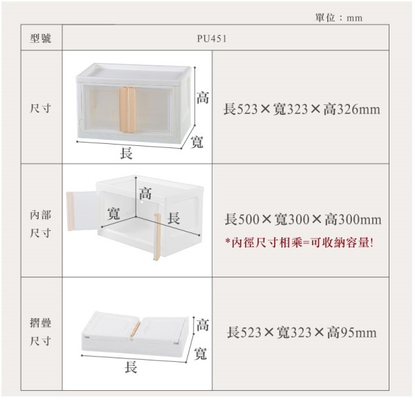 KEYWAY 聯府 雪山磁吸式雙開收納櫃 PU45/PU76 45L 76L 台灣製 換季收納 |  小豆苗鋪子-細節圖10