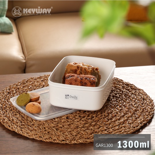 KEYWAY 聯府 每日長型保鮮盒 1300ml GAR1300 1入 白色系 保鮮盒 分裝盒 水果盒 可超取-細節圖2