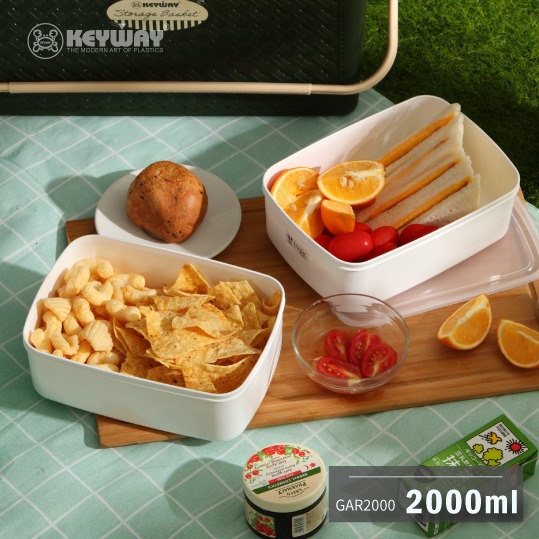 KEYWAY 聯府 每日長型保鮮盒 2000ml GAR2000 1入 白色系 備料盒 保鮮盒 水果盒 點心盒 可超取-細節圖2