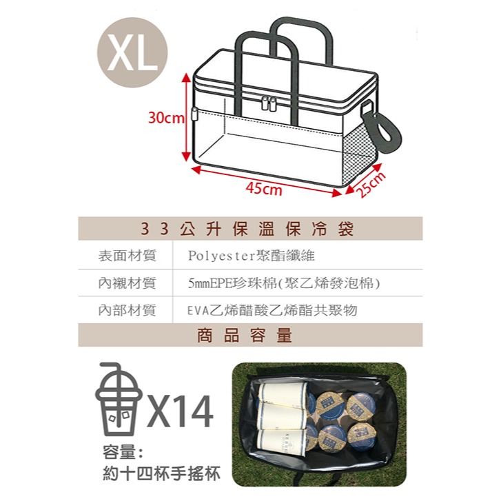 UdiLife 黑潮摺疊保溫保冷袋 飲料袋 外出採買 野餐 保溫袋8L/12L/18L/33L-細節圖9