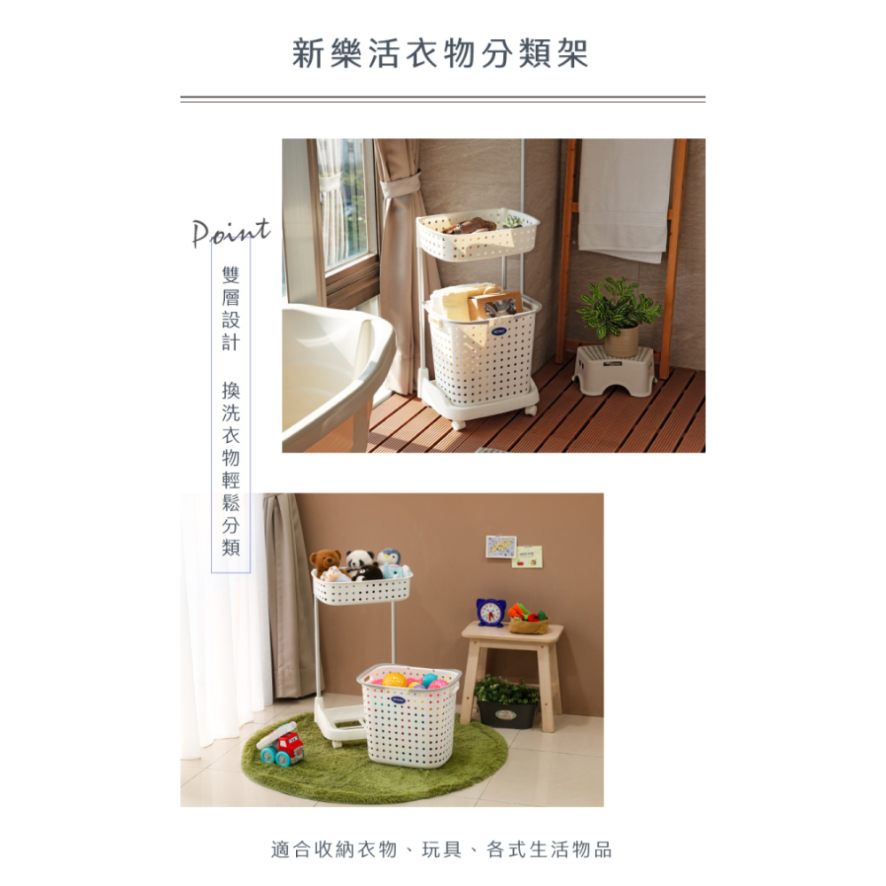 KEYWAY聯府新樂活衣物分類架FU11/髒衣分類/洗衣藍/收納籃/白色無印/-細節圖3